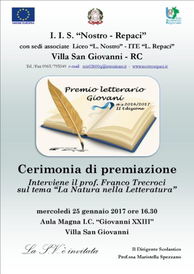VILLA SAN GIOVANNI. Nostro-Repaci, tutto pronto per la consegna del “Premio Letterario Giovani”