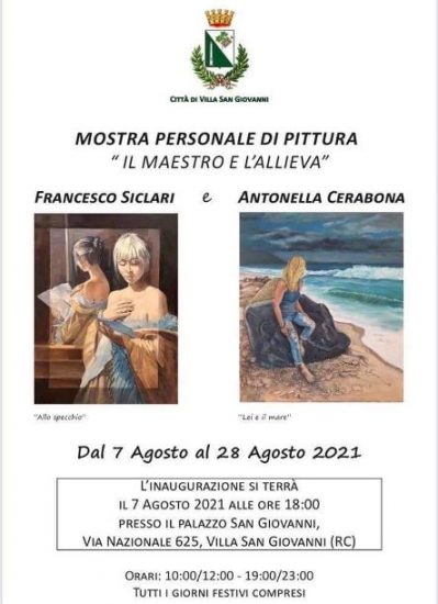 Villa, fino al 28 agosto la mostra “Il maestro e l’allieva”. Parlano Francesco Siclari e Antonella Cerabona