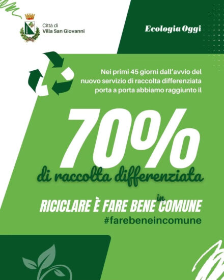 Villa, raccolta differenziata da record: raggiunto il 70% in soli 45 giorni