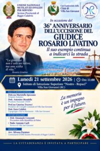 Villa San Giovanni ricorda il giudice Rosario Livatino: l’Unms promuove una cerimonia nel 36° anniversario dell’uccisione