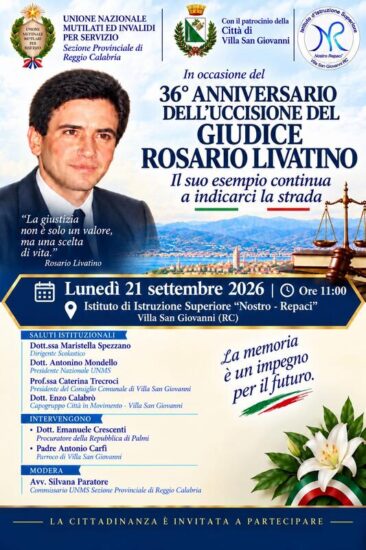 Villa San Giovanni ricorda il giudice Rosario Livatino: l’Unms promuove una cerimonia nel 36° anniversario dell’uccisione